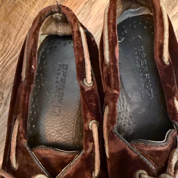 Sperry Mocha Mousse VELVET Boat Shoes with Moccasin Stitching Angler Fisherman - Picture 3 of 7